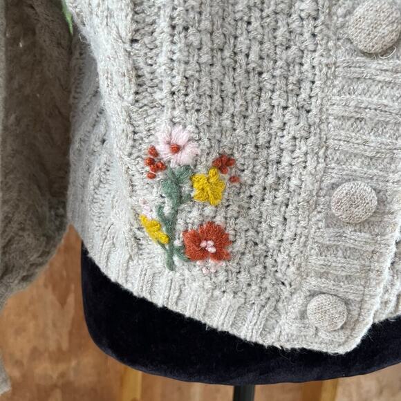 For Love & Lemons Women's Amaryllis Cropped Embroidered Sweater Size M - Picture 7 of 12
